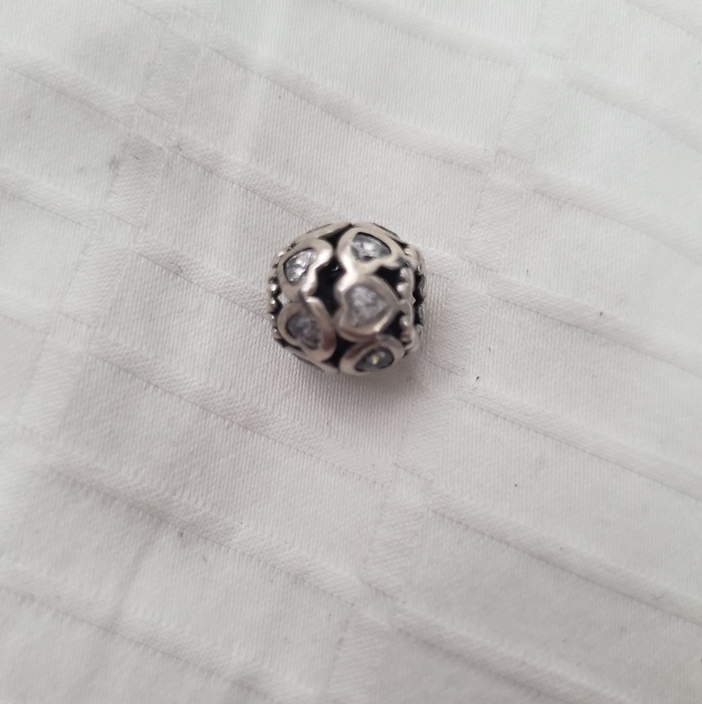Authentic Pandora Open Heart Charm with Crystals